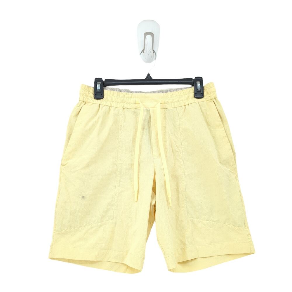 Lululemon Men M Bowline Shorts 8" Stretch Ripstop Caprese Yellow Drawstring FLAW